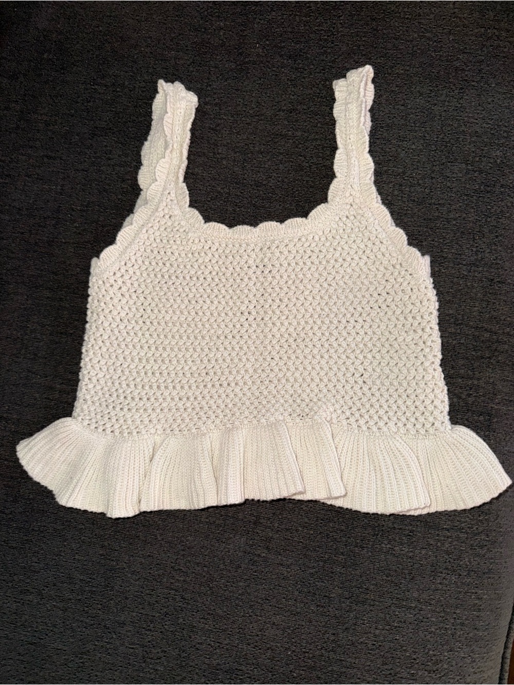 American Eagle Outfitters Crocheted Knit Tank with Ruffle Hem size xs